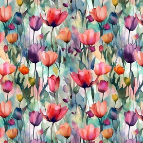 Dawn Serenade Watercolor Tulips