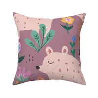 Forest Friends - Mauve Background - Big