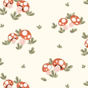 Mushroom bed - rust, pink, sage and cream yellow // big scale