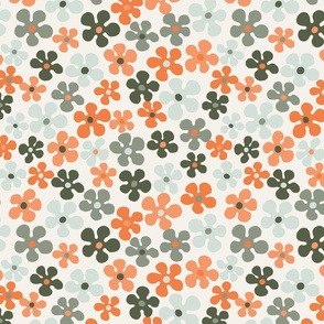 Flower drops - orange, green, sage, mint and off white // small scale