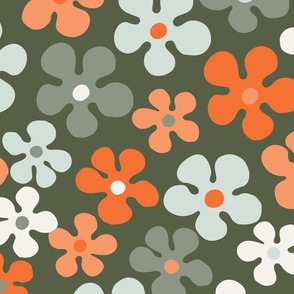 Flower drops - orange, sage, off-white, mint and green // big scale