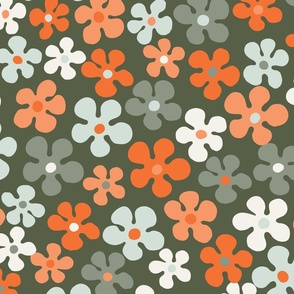 Flower drops - orange, sage, off-white, mint and green // medium scale