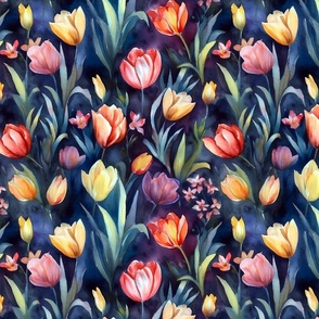 Abstract Reverie Watercolor Tulips