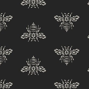 Bees |  Creamy White on Raisin Black  | Doodle Bugs