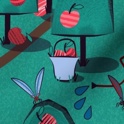 (L) Stylized Apple Orchard on Green