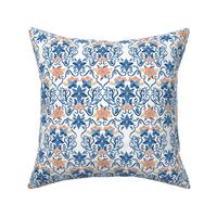 Watercolor Damask, blue, 8 inch