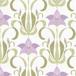 Purple Lily - textured floral - art nouveau - lily flowers 