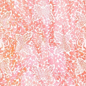 Pink and Orange - Howling Beauty - An Abstract Tiger and Butterflies Animal Print | Regular scale ©designsbyroochita