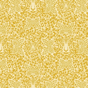 Mustard - Howling Beauty - An Abstract Tiger and Butterflies Animal Print | Regular scale ©designsbyroochita