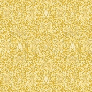 Mustard - Howling Beauty - An Abstract Tiger and Butterflies Animal Print | Ditsy scale ©designsbyroochita