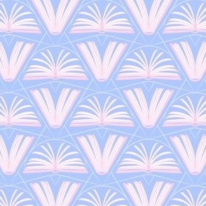 Book Nook Art Deco Library Mini Wallpaper (calm pink and  blue - 2 2/3)