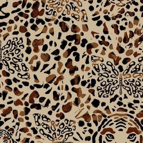 Brown - Howling Beauty - An Abstract Tiger and Butterflies Animal Print | Regular scale ©designsbyroochita n