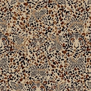  Small scale - Brown - Howling Beauty - An Abstract Tiger and Butterflies Animal Print ©designsbyroochita n