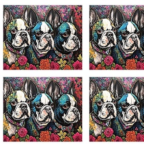 Boston Terrier Group 1 11x9 inch Panel