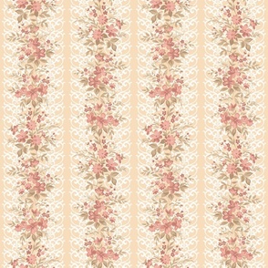 Traditional Lacy Floral Border Peach Pink