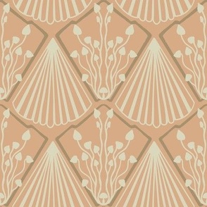 Deco MishMush Scallop Pattern Shells Mushrooms Neutral Peach Cream