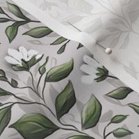 dollhouse wallpaper theme: victorian classic floral style with white flowers (small size version) 
