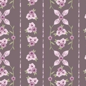 Striped Watercolor Floral in Plum