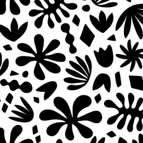 Floral Abstracts charcoal - black white // Large