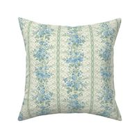 Traditional Lacy Floral Border Soft Blue Green