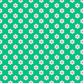 Retro Daisies - Pink and Spring green Small