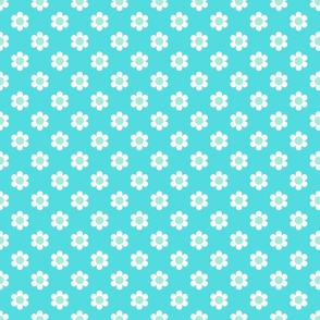 Retro Daisies - Seafoam Green and Turquoise Blue Small
