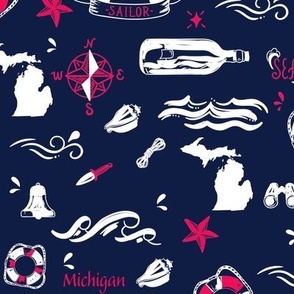 Michigan Nautical Red White Blue