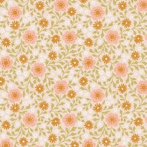 Eloise Floral - small - peach and gold 