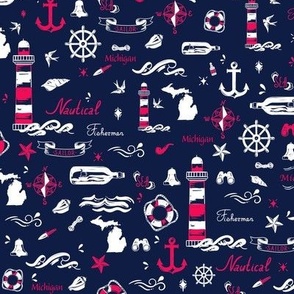 Michigan Nautical Red White Blue Small