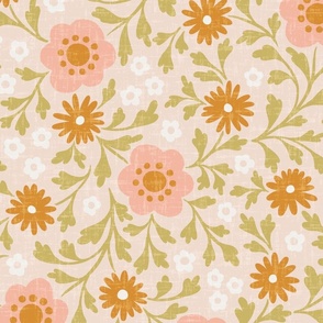 Eloise Floral - extra large - peach and gold