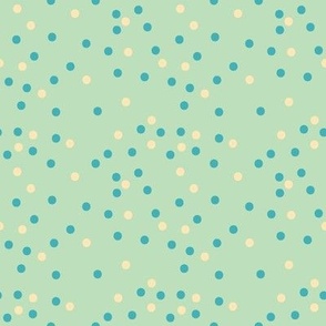 Small Polka Dots in Blue, Cream and Green