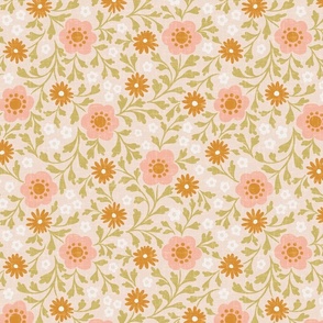 Eloise Floral - 12" large - peach and gold 