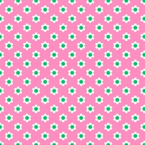 Retro Daisies - Pink and Green Small