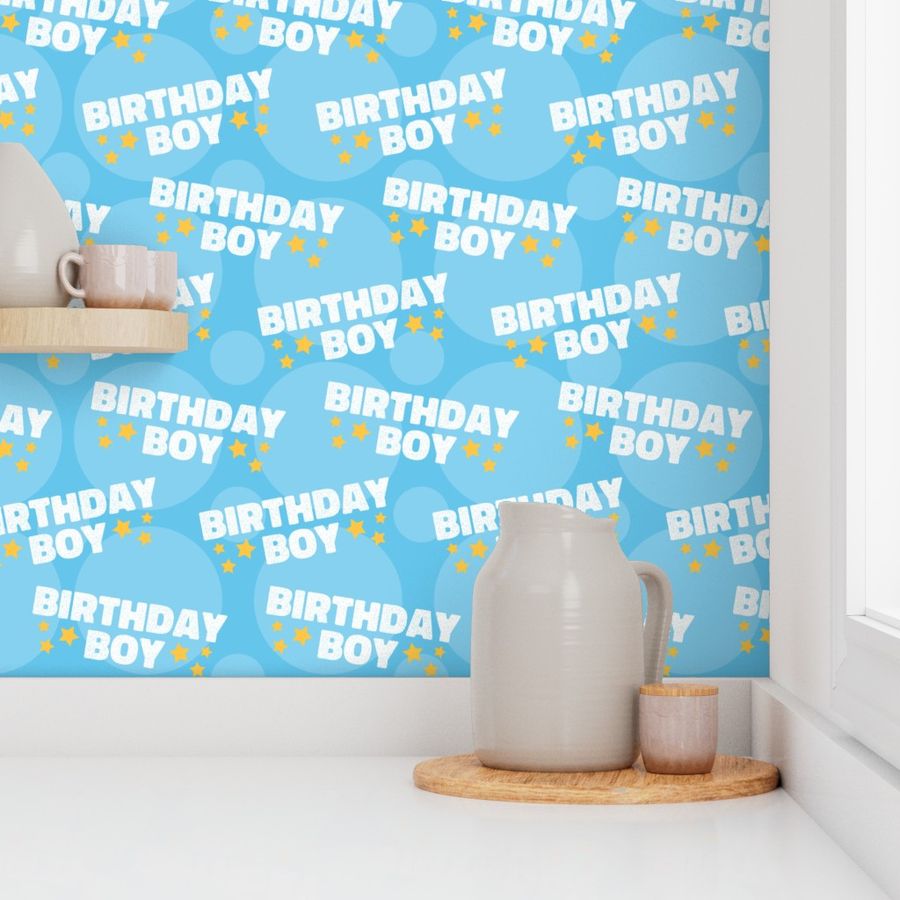 Birthday Boy Fabric, Birthday Fabric, Cute Boy Fabric, Light Blue Boy Fabric