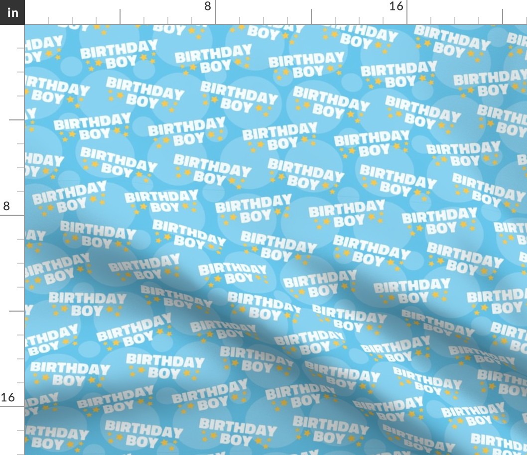 Birthday Boy Fabric, Birthday Fabric, Cute Boy Fabric, Light Blue Boy Fabric