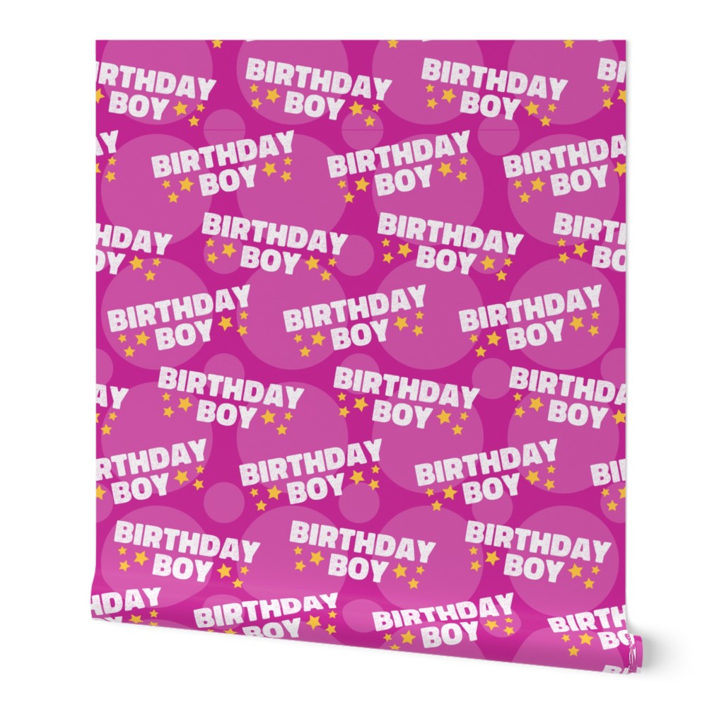 Birthday Boy Fabric, Birthday Fabric, Cute Boy Fabric, Magenta Pink Boy Fabric