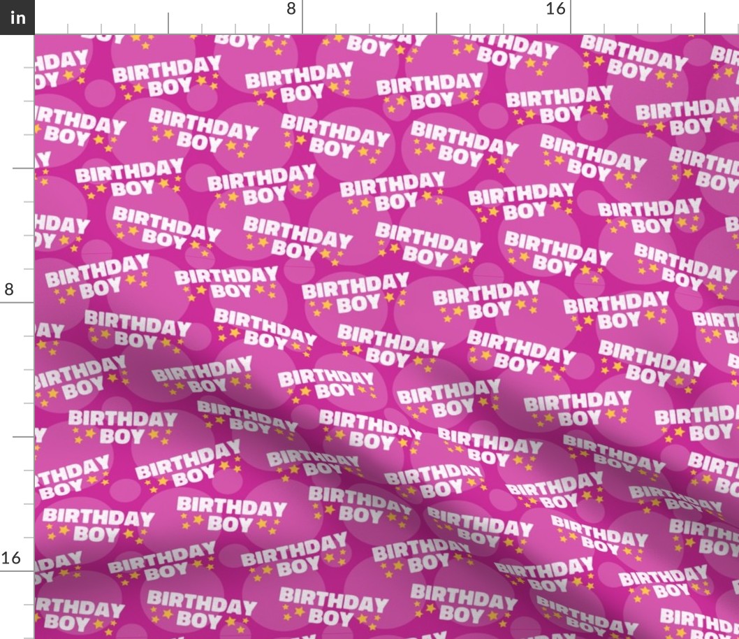 Birthday Boy Fabric, Birthday Fabric, Cute Boy Fabric, Magenta Pink Boy Fabric