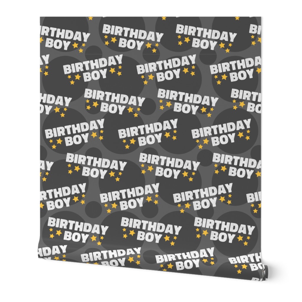 Birthday Boy Fabric, Birthday Fabric, Cute Boy Fabric, Grey Boy Fabric