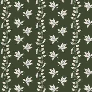 Maple Leaf + Vines Silhouette Stripe | Dark Cactus Green + Pearl White ~ SMALL