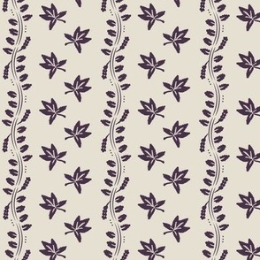 Maple Leaf + Vines Silhouette Stripe | Dark Purple on Pearl White ~ SMALL