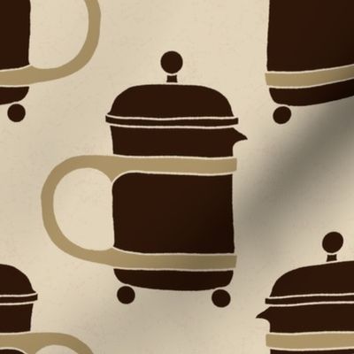 French Press Coffee Bar Station in mocha brown and cream
