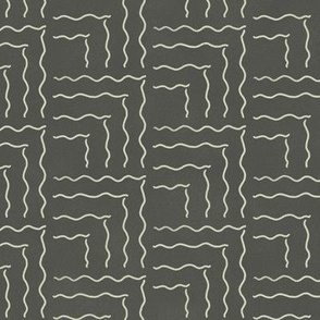Sexy Squares Block Print in smoky green brown