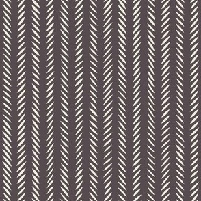 Hand drawn Herringbone | Creamy White, Purple-Brown-Gray | Stripe