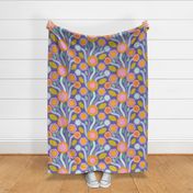 Big pop retro flowers blue - L