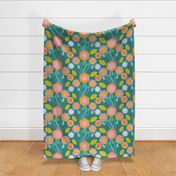 Big pop retro flowers green - L