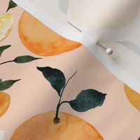 Citrus Oranges on Peachy Pink