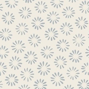 Small Hand Drawn Flowers | Creamy White, French Gray | Floral