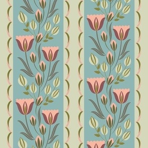 Vintage tulip garden, periwinkle