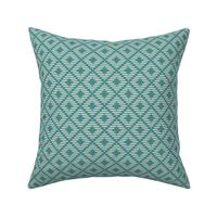 Quill Diamond: Teal & Canvas 1940s Campy Geometric , American Indian, Southwest