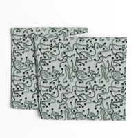 The Tangled Web We Weave in Ash Gray - 8 inch fabric repeat - 6 inch wallpaper repeat